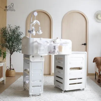 RaaB Family™ Baby Diaper Changing Table Station with Latex Mattress and Spacious Storage