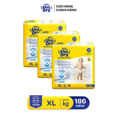 Combo 3 Tã dán UniDry Siêu khô thoáng gói Super Jumbo mới size M76/L68/XL62