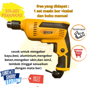 Mesin Bor Listrik Bor Tangan 10MM /Mesin Bor Plus SET FREE Kabel & Buku Manual/ Electric Hammer Drill BOR TANGAN BOLAK BALIK