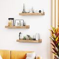Emfogo Floating Shelves Wall Mounted, 16.9x4.3 inci Farmhouse Wood Wall Shelf Ledge Floating Shelf Set 3 untuk Entryway, bilik tidur, dapur, bilik mandi (Rustic Brown). 