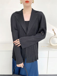 Cardigan Hollow-out Loose Pleated Jacket Womens Design Sense Niche Toothpick Pleated #WT-1008
