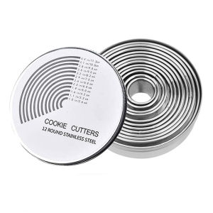 [Local Shipment]12 PCS/Set DIY Biscuit Mold Set Round Stainless Steel Cake Fondant Pastry Tool Suitable For Donuts Chocolate Decorating
