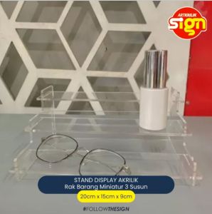 Artkrilik - Stand Display Akrilik I Rak Barang Miniatur 3 Susun 20 x 15 x 9 cm - Modern Minimalis