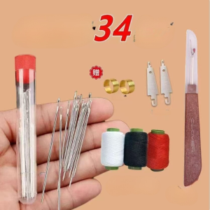 [Great value 34-piece set] Large eye steel needle sewing tool set sewing tool set large eye sewing needle steel needle handmade slender sewing set
