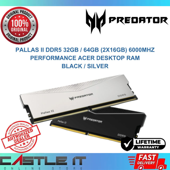 Predator PALLAS II DDR5 32GB / 64GB (2x16GB) 6000MHZ BLACK