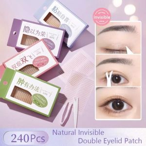 YOYO CHARMING 240Pcs Waterproof Double Eyelid Tape Self-adhesive Mesh Type Invisible Eye Stickers Natural Big Eye Lace Eyelid Paste Eye Makeup Tools