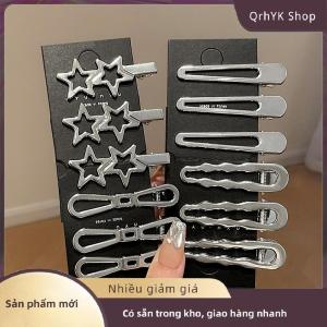 Hàng có sẵn✨ 3pcs bạc kim loại mỏ vịt Clip phụ nữ tóc Clips Side bangs phụ nữ phụ nữ barrettes tóc phụ kiện