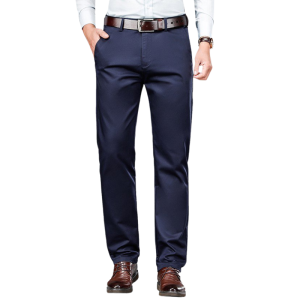 Mens casual pants Loose straight middle-aged mens pants Summer ice silk business trousers for men