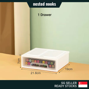 Nested Nooks Drawer Organizer Storage Box Plastic Stackable White Office Desk Storage Box