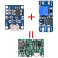 โมดูลชาร์จแบต พร้อม step up ปรับเพิ่มV แบบมีวงจรป้องกัน micro usb สำหรับ แบต 3.7 v 1S ตัดไฟอัตโนมัติ 1 ชิ้น. 