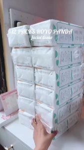 【12 Packs】ROYOPANDA Facial Tissues 120x170mm 4D Air Cushion Wet/Dry Skin-Friendly Fragrance-Free Made from Virgin Bamboo Pulp Compliant with GB/T 20808. hanging tissue paper Sheets Wood Raw Royo tissue