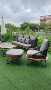 Nordic outdoor sofa leisure balcony rattan chair coffee table combination three-piece set