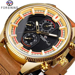 New Forsining Automatic Watch Mens Analog Luxury Mechanical Watch Leather Military Month Week Display Clock. Mens Gifts