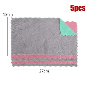 YESPERY ผ้าคอรัลขนแกะหนา5/10/20ชิ้นแผ่นผ้าล้างจานดูดซับไม่ไหลสองสีสำหรับใช้ในครัวเรือน