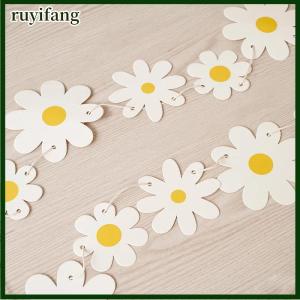 ruyifang 1Set Daisy Banner Birthday Party Burlap White Flower Garland Confetti Daisy Flag Baby Shower Wedding Party Bunting Decoration