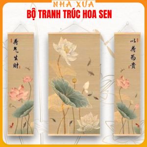 Bộ Tranh Trúc 3 Bức Hoa Sen  Tranh Treo Tường - Nhà Xưa