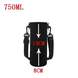 GOLDVAULT 750ML/1000ML/1500ML Water Bottle Holder Black Neoprene Bottle Bag Portable Adjustable Strap Bottle Cup Pouch