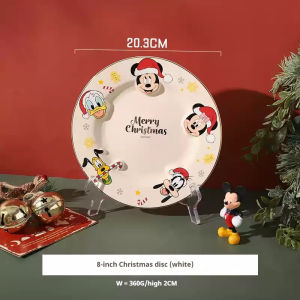 Cute Disney Mickey Christmas Bowls And Plates Ceramic Bowls Tableware Dining Bowl Limited Shape Plate Cutlery Set Christmas Gift2026