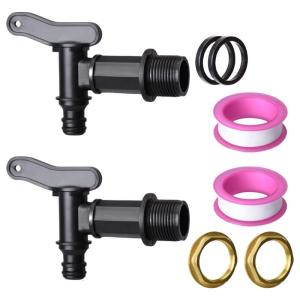 2Pcs 3/4In Water Butt Rain Barrels Tap With Brass Nut Tank Tap Adapter for Home Garden Water Connectors Enduring