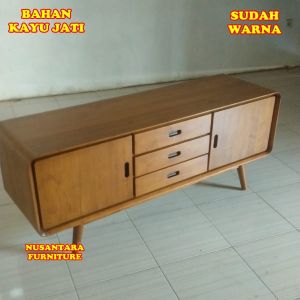 Rak tv minimalis kayu jati bufet tv retro kayu jati