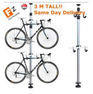 [Thicker reinforced] Dual Bicycle bike Floor to Ceiling Storage Display Parking adjustable pole height rack