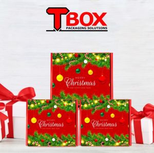5 Pcs Set Corrugated Christmas Box Packaging Box Set Glossy Laminated for Gifts Luxury Gifting