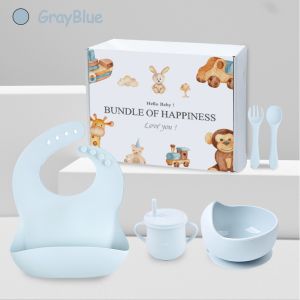 Mumystation 8in1 Tempat Makan Bayi Silicon Peralatan Mpasi Bayi Celemek Lengkap  Waterproof Baby Feeding