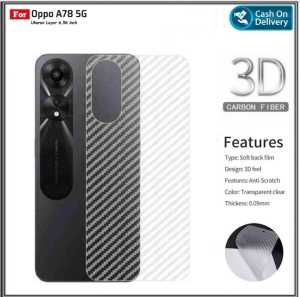 Garskin Oppo A5 Pro 4G 5G A78 5G A5 A9 2020 F11 Tempered Shock Anti Gores Belakang Carbon Skin