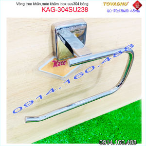 Vòng treo khăn Tovashu KAG-304SU238 vòng vắt khăn nhà tắm inox SUS304 Nhật cao cấp