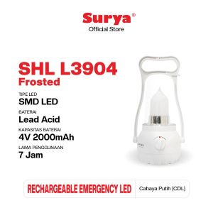 Surya Lampu Emergency Petromak SHL L3904 Frosted SMD 40 LED with Dimmer Switch Rechargeable 7JAM