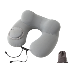 QIXING Ice Silk U-Shaped Travel Pillow Soft Inflatable Neckrest Pad Creativity Portable Neck Support Cushion Summer