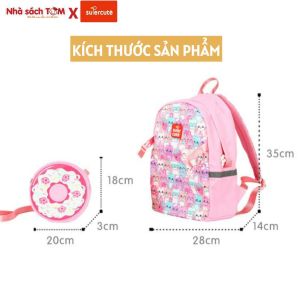 Balo trẻ em Supercute 2 trong 1 kết hợp túi đeo chéo balo học sinh siêu nhẹ chống nước kiểu dáng đáng yêu SF157