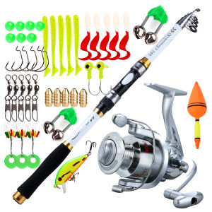 [COD][COD]Fishing Rod Set Full Set 1.8m-2.4m Telescopic Fishing Rod and  Spinning Fishing Reel and Fishing Accessories Fishing Rod Complete Set