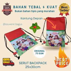 Tas Natal Sekolah Minggu Serut Backpack Unik Tas Souvenir Ulang Tahun Anak anak natal goodie bag Murah (isi 10pcs)
