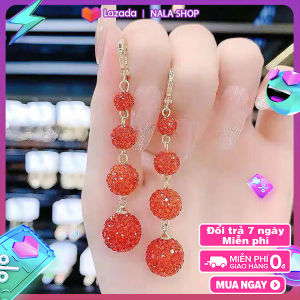 Bông tai ngọc châu đỏ xinh xắn BI431 đính đá - bông tay nữ kiểu bông tai nữ dài đeo bông nữ đôi bông bông tai dài dự tiệc hoa tai mạ vàng 18k earrings for women  BSTKD - [NaLa Shop]