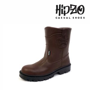 Hipzo Sepatu Safety Ujung Besi Boots Tinggi M056 Original 100% Kulit Sintetis Premium Untuk Pria