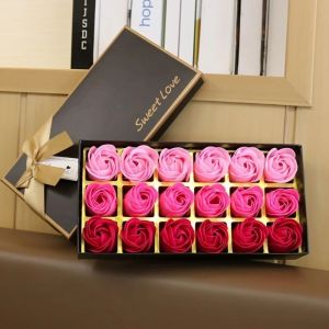 RUSSELLERT 18Pcs Hương thơm lãng mạn Hoa hồng xà phòng Hoa Xà Phòng Trang Trí Làm vòng hoa Hoa hồng xốp Lãng mạn Quà tặng thủ công Đầu hoa hồng bằng xốp Trang trí đám cưới