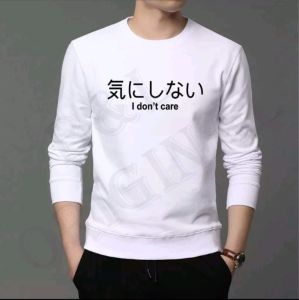 Bisa COD Sweater Keren Crewneck Elegan Kaos Pria Trendy Sweatshirt Kasual Sweter Baju I dont Care