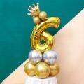 13pcs Balloons Set For Happy Birthday 32inch Number Foil Balloon Stand Kit Kid Boys Girls Gold Crown Balloon Standee Set Baby Shower Party Supplies Home Decor Diy Decoration For Christening. 