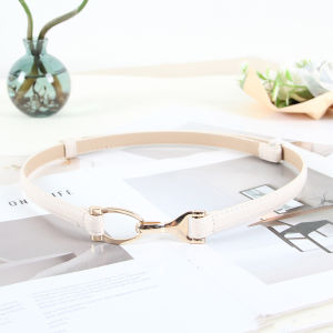 Adjustable Womens Skinny Belt | Elastic Waist Belt with Gold Buckle | 80-100cm | Fashion Dress Belt