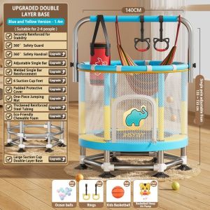 BABEGO Indoor Outdoor Kids Round Baby Trampoline With Safety Net Enclosure Designed For Bouncing Fitness Fun Jumper Play