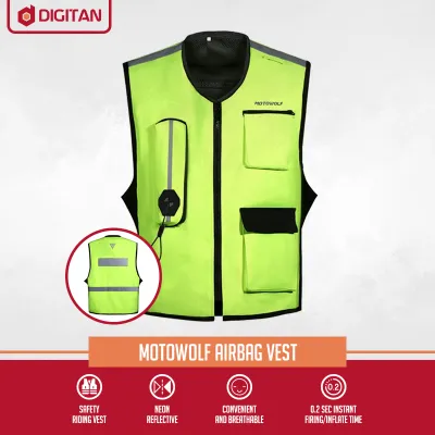Motowolf Airbag Vest Safety Riding Protection Vest With CO2 gas for Motorcycle Sport reflective and instant fire Rider Protective gear free carbon cylinder gas reusable