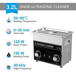 Ultrasonic Cleaner Adjustable Heating Timing Cleaning Lab Machine 3.2L Plus 180W
