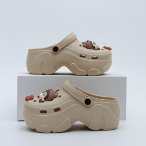 [Free Shipping] Versatile Summer Daisy High-Heeled Clogs for Women Fashionable Casual Waterproof Comfortable Half-Slipper for Men Suitable for Outdoor Wear