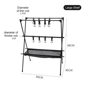 Isidoro.os Camping Storage Organizer Outdoor Hanging Rack Aluminium Mesh Triangle for Tableware Cookware