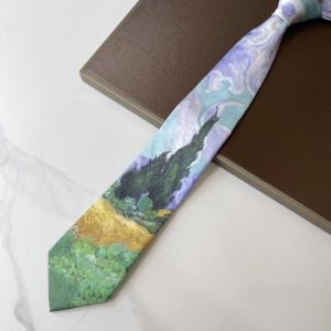 GLOBECART Flower Oil Painting Mens Ties Van Gogh Vintage Bow Tie Unique Soft Smooth Casual Necktie Shirt Party Accessories
