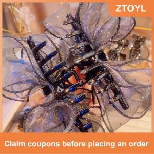 【ZTOYL】 Black Mesh Bow Rhinestone Hair Claw Vintage Elegant Hair Clamp Hairpin Shark Clips For Women Fashion Hair Accessories