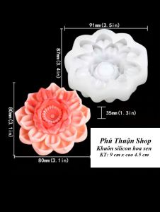 khuôn rau câu khuôn xôi hoa đậu hình hoa sen 9.1 cm  chất liệu silicon cao cấp