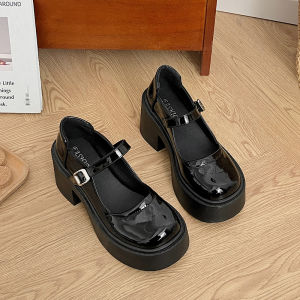 Free Shipping Chunky Heel High-Heeled Shoes Spring Collection Thick-Soled Loafers WomenS Single Shoes New Styles Fashionable WomenS Footwear