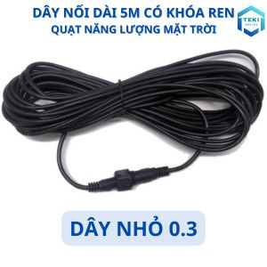Dây Nối Dài Quạt Năng Lượng Mặt Trời Quạt Tích Điện Dài 5M Giắc Tròn 5.5x2.1 Lõi Đồng Loại 1 Có KHÓA REN CHỐNG NƯỚC